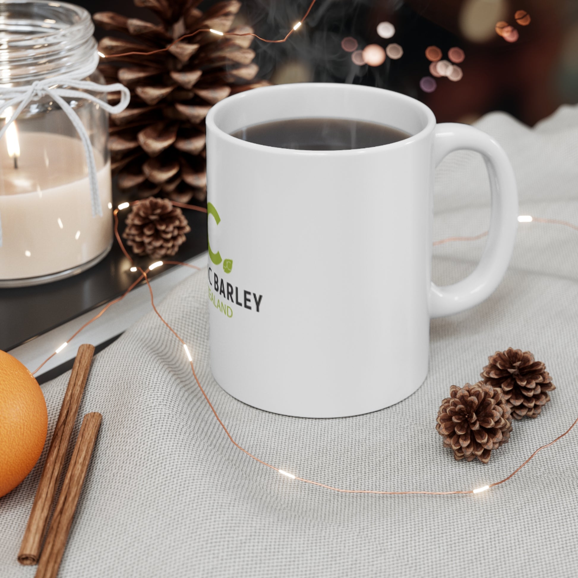 Organic Barley Logo Mug - 11oz Coffee Cup, Eco-Friendly Gift, Kitchen Decor, Tea Lover's Mug, Personalized Drinkware