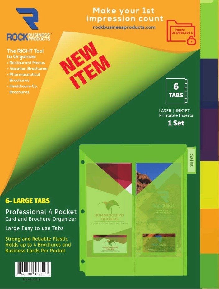Brochure and Business Card Organizer, Office Supply,Plastic Brochure and Card Holder for a 3 Ring Binder, Organize Your Pamphlets and brochures